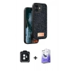 MARSİLYAN™- iPhone 11 Kılıf Vadi Klasik Serisi - Siyah Bilvis 5in1 5D Magic Hayalet Cam Ekran Koruyucu + PVD Metal Kamera Lens - SH