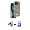 MARSİLYAN™- iPhone 11 Kılıf Vadi Klasik Serisi - Siyah Bilvis 5in1 5D Magic Hayalet Cam Ekran Koruyucu + Raze Metal Kamera Lens - KI