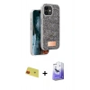 MARSİLYAN™- iPhone 11 Kılıf Vadi Klasik Serisi - Siyah Bilvis 5in1 5D Magic Hayalet Cam Ekran Koruyucu + Rainbow Kamera Lens Koruma Cam - KI
