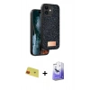 MARSİLYAN™- iPhone 11 Kılıf Vadi Klasik Serisi - Siyah Bilvis 5in1 5D Magic Hayalet Cam Ekran Koruyucu + Rainbow Kamera Lens Koruma Cam - KI