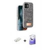 MARSİLYAN™- iPhone 11 Kılıf Vadi Klasik Serisi - Siyah Bilvis 5in1 5D Magic Hayalet Cam Ekran Koruyucu + Renkli Kamera Lens Koruma Cam - SI
