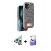 MARSİLYAN™- iPhone 11 Kılıf Vadi Klasik Serisi - Siyah Bilvis 5in1 5D Magic Hayalet Cam Ekran Koruyucu + Raze Metal Kamera Lens - KI