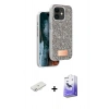 MARSİLYAN™- iPhone 11 Kılıf Vadi Klasik Serisi - Siyah Bilvis 5in1 5D Magic Hayalet Cam Ekran Koruyucu + Renkli Kamera Lens Koruma Cam - SI