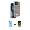 MARSİLYAN™- iPhone 11 Kılıf Vadi Klasik Serisi - Siyah Buffer Cam Ekran Koruyucu + Neon Fosforlu Kamera Lens - TU