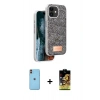 MARSİLYAN™- iPhone 11 Kılıf Vadi Klasik Serisi - Siyah Buffer Cam Ekran Koruyucu + Neon Fosforlu Kamera Lens - TU