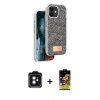MARSİLYAN™- iPhone 11 Kılıf Vadi Klasik Serisi - Siyah Buffer Cam Ekran Koruyucu + PVD Metal Kamera Lens - SH