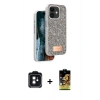 MARSİLYAN™- iPhone 11 Kılıf Vadi Klasik Serisi - Siyah Buffer Cam Ekran Koruyucu + PVD Metal Kamera Lens - SH