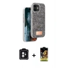 MARSİLYAN™- iPhone 11 Kılıf Vadi Klasik Serisi - Siyah Buffer Cam Ekran Koruyucu + PVD Metal Kamera Lens - YL