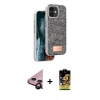 MARSİLYAN™- iPhone 11 Kılıf Vadi Klasik Serisi - Siyah Buffer Cam Ekran Koruyucu + Raze Metal Kamera Lens - SH