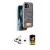 MARSİLYAN™- iPhone 11 Kılıf Vadi Klasik Serisi - Siyah Buffer Cam Ekran Koruyucu + Raze Metal Kamera Lens - GS