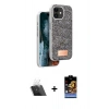 MARSİLYAN™- iPhone 11 Kılıf Vadi Klasik Serisi - Siyah Buffer Hayalet Cam Ekran Koruyucu + Kamera Lens Koruma Cam - SF