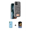 MARSİLYAN™- iPhone 11 Kılıf Vadi Klasik Serisi - Siyah Buffer Hayalet Cam Ekran Koruyucu + Neon Fosforlu Kamera Lens - YL