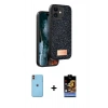 MARSİLYAN™- iPhone 11 Kılıf Vadi Klasik Serisi - Siyah Buffer Hayalet Cam Ekran Koruyucu + Neon Fosforlu Kamera Lens - TU