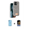 MARSİLYAN™- iPhone 11 Kılıf Vadi Klasik Serisi - Siyah Buffer Hayalet Cam Ekran Koruyucu + Neon Fosforlu Kamera Lens - MI