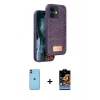 MARSİLYAN™- iPhone 11 Kılıf Vadi Klasik Serisi - Siyah Buffer Hayalet Cam Ekran Koruyucu + Neon Fosforlu Kamera Lens - TU