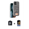 MARSİLYAN™- iPhone 11 Kılıf Vadi Klasik Serisi - Siyah Buffer Hayalet Cam Ekran Koruyucu + PVD Metal Kamera Lens - MI