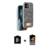 MARSİLYAN™- iPhone 11 Kılıf Vadi Klasik Serisi - Siyah Buffer Hayalet Cam Ekran Koruyucu + PVD Metal Kamera Lens - TU