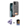 MARSİLYAN™- iPhone 11 Kılıf Vadi Klasik Serisi - Siyah Buffer Hayalet Cam Ekran Koruyucu + Raze Metal Kamera Lens - MR
