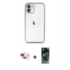 MARSİLYAN™- iPhone 11 Kılıf Vadi Minimal - Şeffaf 360 Full Body Arka Koruyucu + Kırmızı Pers Alüminyum Kamera Lens