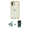 MARSİLYAN™- iPhone 11 Kılıf Vadi Minimal - Şeffaf 360 Full Body Arka Koruyucu + Raze Metal Kamera Lens - MI