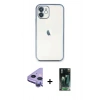 MARSİLYAN™- iPhone 11 Kılıf Vadi Minimal - Şeffaf 360 Full Body Arka Koruyucu + Raze Metal Kamera Lens - MR