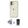 MARSİLYAN™- iPhone 11 Kılıf Vadi Minimal - Şeffaf 360 Full Body Arka Koruyucu + Raze Metal Kamera Lens - MR