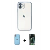 MARSİLYAN™- iPhone 11 Kılıf Vadi Minimal - Şeffaf 360 Full Body Arka Koruyucu + Neon Fosforlu Kamera Lens - TU