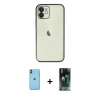 MARSİLYAN™- iPhone 11 Kılıf Vadi Minimal - Şeffaf 360 Full Body Arka Koruyucu + Neon Fosforlu Kamera Lens - TU