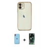 MARSİLYAN™- iPhone 11 Kılıf Vadi Minimal - Şeffaf 360 Full Body Arka Koruyucu + Neon Fosforlu Kamera Lens - TU