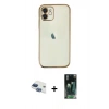 MARSİLYAN™- iPhone 11 Kılıf Vadi Minimal - Şeffaf 360 Full Body Arka Koruyucu + Pers Alüminyum Kamera Lens - LT