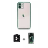 MARSİLYAN™- iPhone 11 Kılıf Vadi Minimal - Şeffaf 360 Full Body Arka Koruyucu + PVD Metal Kamera Lens - TU
