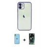 MARSİLYAN™- iPhone 11 Kılıf Vadi Minimal - Şeffaf 360 Full Body Arka Koruyucu + Neon Fosforlu Kamera Lens - YL