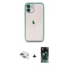 MARSİLYAN™- iPhone 11 Kılıf Vadi Minimal - Şeffaf 360 Full Body Arka Koruyucu + Pers Alüminyum Kamera Lens - YL