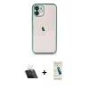 MARSİLYAN™- iPhone 11 Kılıf Vadi Minimal - Şeffaf Pasifik Cam Ekran Koruyucu + Kamera Lens Koruma Cam - SF