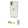 MARSİLYAN™- iPhone 11 Kılıf Vadi Minimal - Şeffaf Pasifik Cam Ekran Koruyucu + Kırmızı Rainbow Kamera Lens Koruma Cam