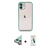 MARSİLYAN™- iPhone 11 Kılıf Vadi Minimal - Şeffaf Pasifik Cam Ekran Koruyucu + Raze Metal Kamera Lens - KI