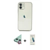 MARSİLYAN™- iPhone 11 Kılıf Vadi Minimal - Şeffaf Pasifik Cam Ekran Koruyucu + Raze Metal Kamera Lens - KI