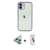 MARSİLYAN™- iPhone 11 Kılıf Vadi Minimal - Şeffaf Pasifik Cam Ekran Koruyucu + Raze Metal Kamera Lens - KI