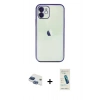 MARSİLYAN™- iPhone 11 Kılıf Vadi Minimal - Şeffaf Pasifik Cam Ekran Koruyucu + Pers Alüminyum Kamera Lens - LT