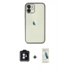 MARSİLYAN™- iPhone 11 Kılıf Vadi Minimal - Şeffaf Pasifik Cam Ekran Koruyucu + PVD Metal Kamera Lens - MI