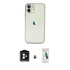 MARSİLYAN™- iPhone 11 Kılıf Vadi Minimal - Şeffaf Pasifik Cam Ekran Koruyucu + PVD Metal Kamera Lens - MI