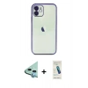 MARSİLYAN™- iPhone 11 Kılıf Vadi Minimal - Şeffaf Pasifik Cam Ekran Koruyucu + Raze Metal Kamera Lens - MI