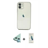 MARSİLYAN™- iPhone 11 Kılıf Vadi Minimal - Şeffaf Pasifik Cam Ekran Koruyucu + Raze Metal Kamera Lens - MI