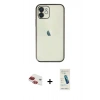 MARSİLYAN™- iPhone 11 Kılıf Vadi Minimal - Şeffaf Pasifik Cam Ekran Koruyucu + Pers Alüminyum Kamera Lens - KI