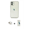 MARSİLYAN™- iPhone 11 Kılıf Vadi Minimal - Şeffaf Pasifik Cam Ekran Koruyucu + Pers Alüminyum Kamera Lens - GD