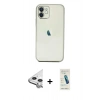 MARSİLYAN™- iPhone 11 Kılıf Vadi Minimal - Şeffaf Pasifik Cam Ekran Koruyucu + Raze Metal Kamera Lens - GS