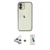MARSİLYAN™- iPhone 11 Kılıf Vadi Minimal - Şeffaf Pasifik Cam Ekran Koruyucu + Raze Metal Kamera Lens - GS