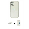 MARSİLYAN™- iPhone 11 Kılıf Vadi Minimal - Şeffaf Pasifik Cam Ekran Koruyucu + Renkli Kamera Lens Koruma Cam - SI