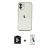 MARSİLYAN™- iPhone 11 Kılıf Vadi Minimal - Şeffaf Pasifik Cam Ekran Koruyucu + PVD Metal Kamera Lens - YL