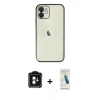 MARSİLYAN™- iPhone 11 Kılıf Vadi Minimal - Şeffaf Pasifik Cam Ekran Koruyucu + PVD Metal Kamera Lens - YL